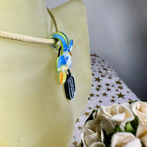 NWT Italian Murano Glass Starfish Pendant Slider on a Cord Necklace - Picture 3 of 7